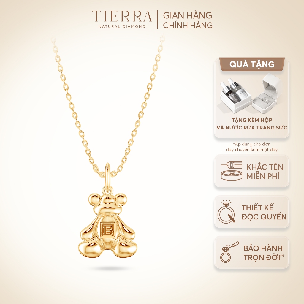 [CHAT TRƯỚC KHI ĐẶT] Mặt Dây Chuyền Tierra Teddy Huggie FMD5024 Vàng Vàng 14K 18K Thiết Kế Hình Con Gấu Dễ Thương