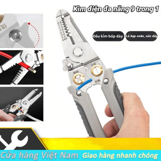 Kìm tuốt dây điện đa năng dụng cụ kiềm cắt bấm cos dây tách vỏ xoắn dây cho thợ điện bằng thép không gỉ 7in1