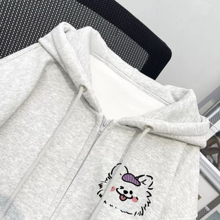 Áo khoác nỉ chất nỉ cotton form rộng mũ hai lớp - cún summer