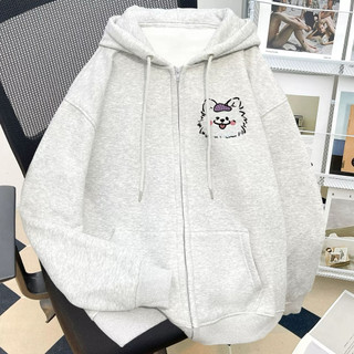 Áo khoác nỉ chất nỉ cotton form rộng mũ hai lớp - cún summer