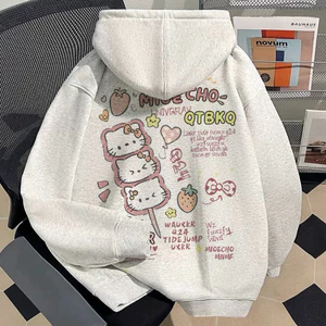 Áo khoác nỉ chất nỉ cotton form rộng tay bồng mũ hai lớp - kitty sumer