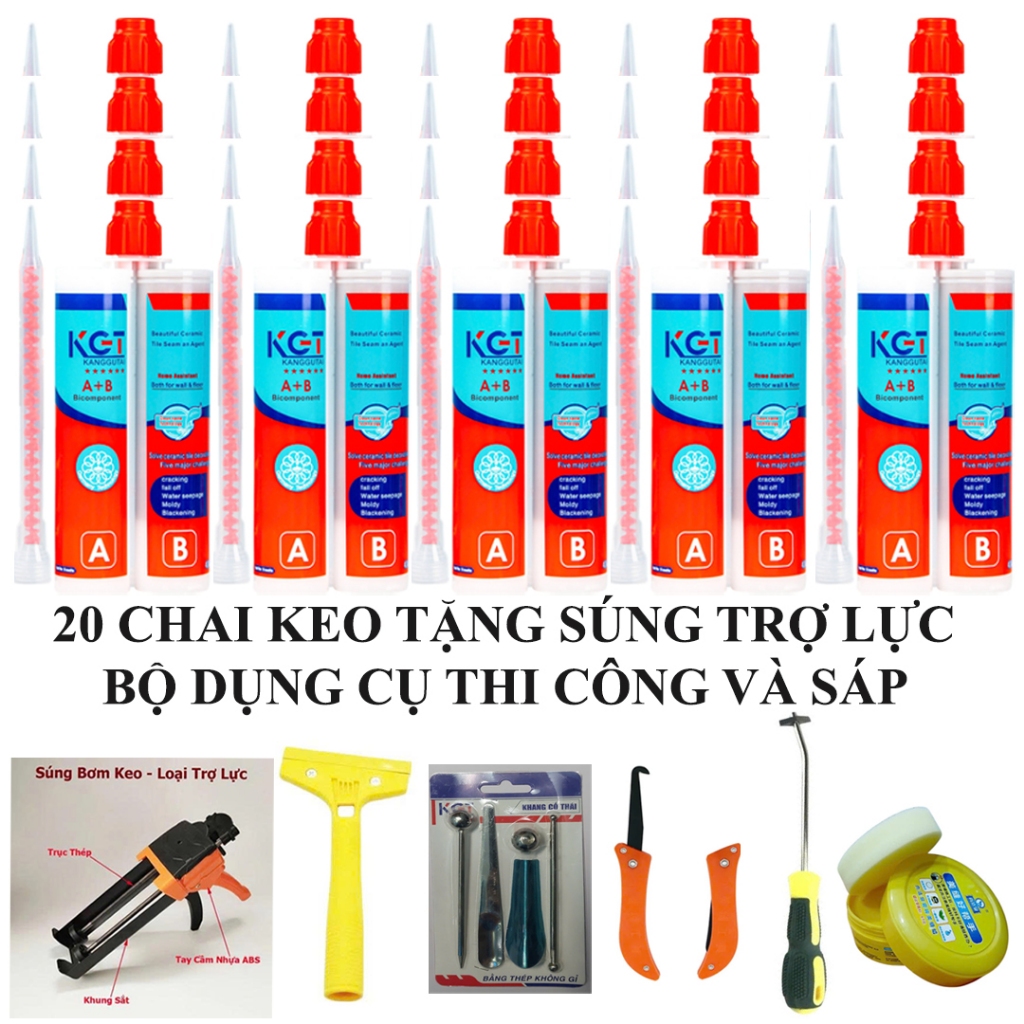 [Chính hãng] Combo 20 Chai Keo Chà Ron CAO CẤP 2 Thành Phần (TẶNG Súng Trợ Lực, Dung cụ và SÁP)