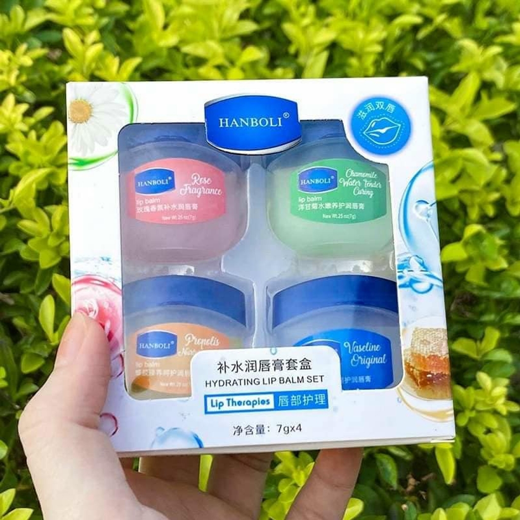 Set 4 Hũ mặt nạ môi HANBOLI 7g - [Chính Hãng] dưỡng ẩm chống nếp nhăn giúp môi mềm mịn căng bóng