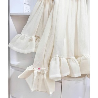 Váy babydoll thiết kế trễ vai mix ren nhún bí bồng xoè boè phồng rộng xinh xắn tiểu thư cho các nàng - BaoTrang.clothes