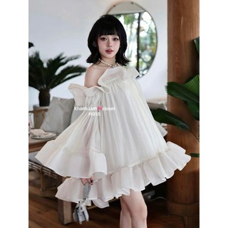 Váy babydoll thiết kế trễ vai mix ren nhún bí bồng xoè boè phồng rộng xinh xắn tiểu thư cho các nàng - BaoTrang.clothes