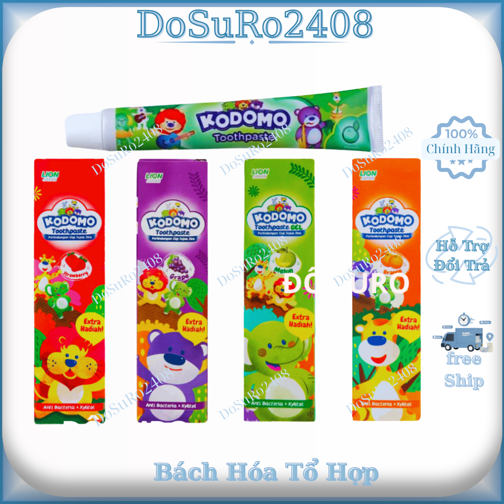 Kem Đánh Răng Cho Bé Nuốt Được, Kem Đánh Răng Trẻ Em Kodomo Trọng Lượng 45g không cay