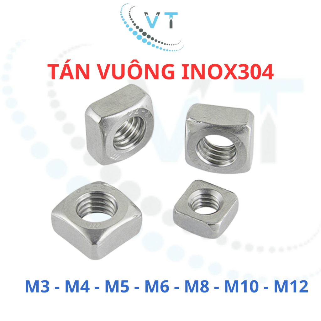 Đai Ốc Vuông Inox 304 (10 -30 Con) Đủ Size M3-M12 - Tán Ecu Vuông. Chuyên Dùng Cho Phụ Kiện Nhôm Định Hình & Lắp Ráp Máy