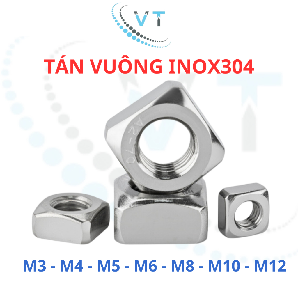 Đai Ốc Vuông Inox 304 (10 -30 Con) Đủ Size M3-M12 - Tán Ecu Vuông. Chuyên Dùng Cho Phụ Kiện Nhôm Định Hình & Lắp Ráp Máy