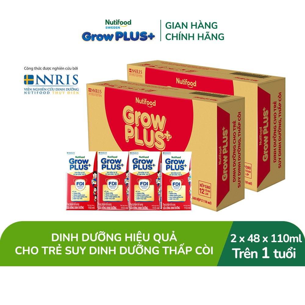 Combo 2 Thùng 48 hộp SBPS GrowPLUS+ suy dinh dưỡng trên 1 tuổi 110ml (Bao bì tuỳ đợt nhập hàng) (Bao bì tùy lô hàng)