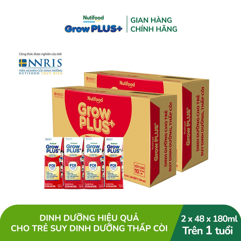 Combo 2 Thùng 48 SBPS Nutifood GrowPLUS+ Suy Dinh Dưỡng - Tăng Cân, Tăng Chiều Cao 180ml (Bao bì tùy lô hàng)