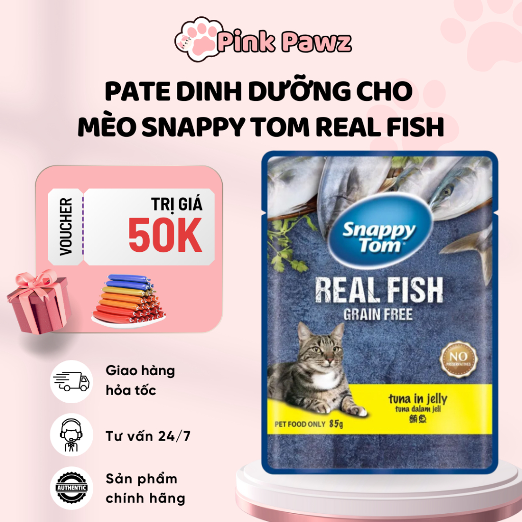 Pate Snappy Tom Real Fish & Real Meat 85g – Bổ sung dưỡng chất thiết ...