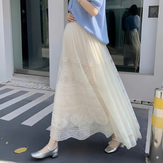 Chân Váy Bầu Dáng Dài Maxi Phối Ren Tùng Belles Mam 2 Lớp Cạp Chun Cúc Điều Chỉnh Co Giãn Mẫu Mới 2025 CVR04