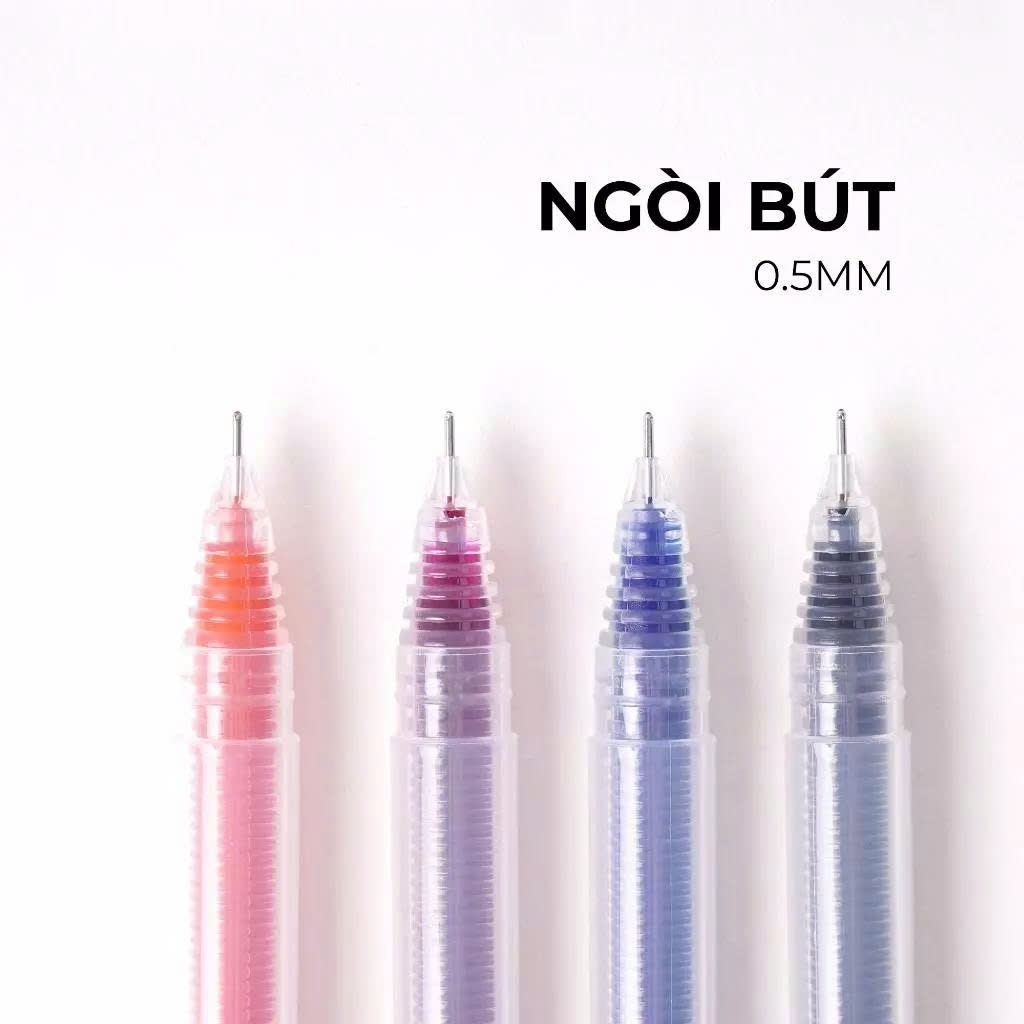 Hộp 12 Bút Gel MONDEZ Bút Mực Nước Ngòi 0.5mm, Viết Trơn Nét Đẹp, Bút Nước 4 Màu Mực Xanh Đen Tím Đỏ Cho Học Sinh M15005
