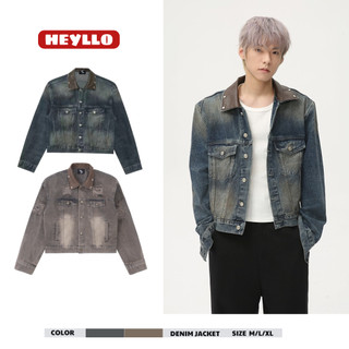 Áo Khoác Denim Jeans Jacket Form Crop Tôn Dáng Cổ Áo Phối Da 2 Color.