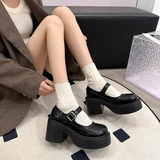 (Loại 1 )Giày tiểu thư nữ mery Jane đế vuông  đen trắng quai bóng thanh lịch mã 419