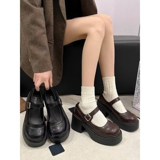 (Loại 1 )Giày tiểu thư nữ mery Jane đế vuông  đen trắng quai bóng thanh lịch mã 419