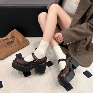 (Loại 1 )Giày tiểu thư nữ mery Jane đế vuông  đen trắng quai bóng thanh lịch mã 419