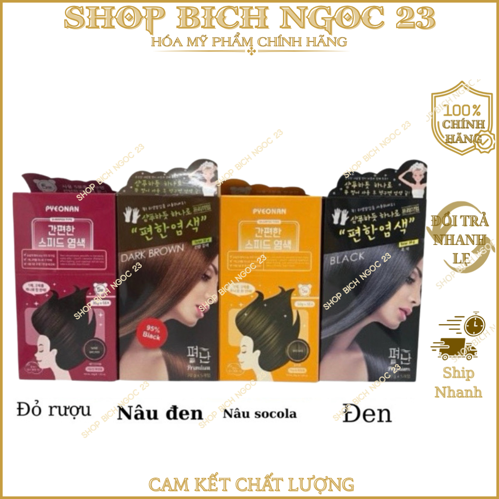 Hộp 5 Gói Gội Khô Nhuộm Thảo Dược Pyeonan Hàn Quốc 5x30g