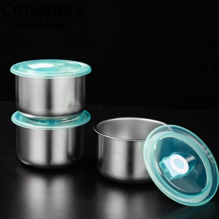 Set 5 hộp inox đựng thực phẩm giữ nhiệt , hộp tròn Bát inox đựng thực phẩm có nắp đậy tiện dụng