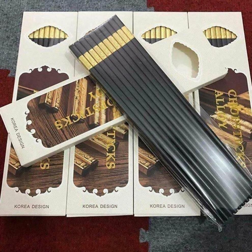 Set 10 đôi Đũa Khảm Vàng, Đũa Nhựa Ăn Cao Cấp Đũa Khảm Vàng Chống Trơn- Chống Trượt- Chống Mốc- Sang Trọng