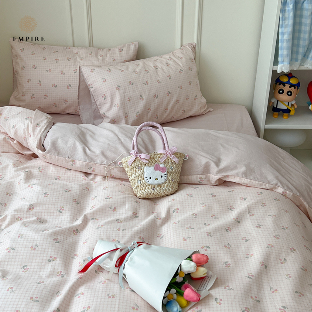 Bộ chăn ga gối nệm Cotton Empire set 4 món chăn chần hè mềm mát không xù lông - Bedding & Decor