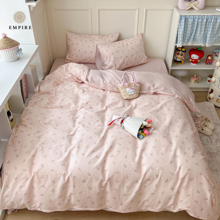 Bộ chăn ga gối nệm Cotton Empire set 4 món chăn chần hè mềm mát không xù lông - Bedding & Decor