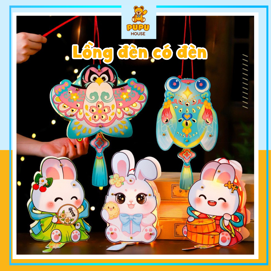 Đèn Lồng 3D Có Đèn Cho Bé Lồng Đèn Trung Thu Dễ Thương Tết Trung Thu Hình Thỏ Bướm - Đồ Chơi PUPU HOUSE