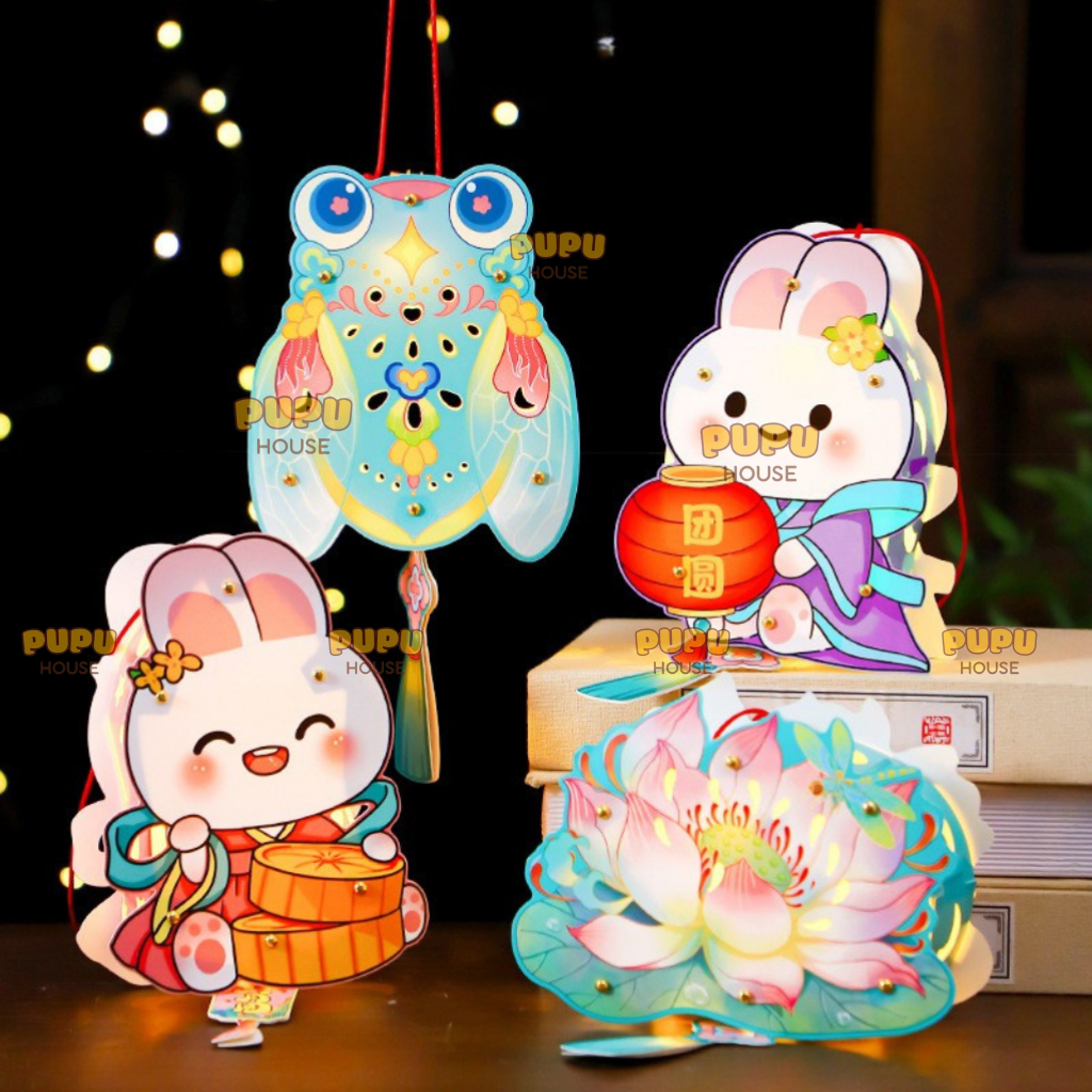 Đèn Lồng 3D Có Đèn Cho Bé Lồng Đèn Trung Thu Dễ Thương Tết Trung Thu Hình Thỏ Bướm - Đồ Chơi PUPU HOUSE