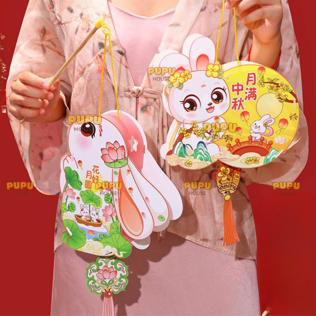Đèn Lồng 3D Có Đèn Cho Bé Lồng Đèn Trung Thu Dễ Thương Tết Trung Thu Hình Thỏ Bướm - Đồ Chơi PUPU HOUSE