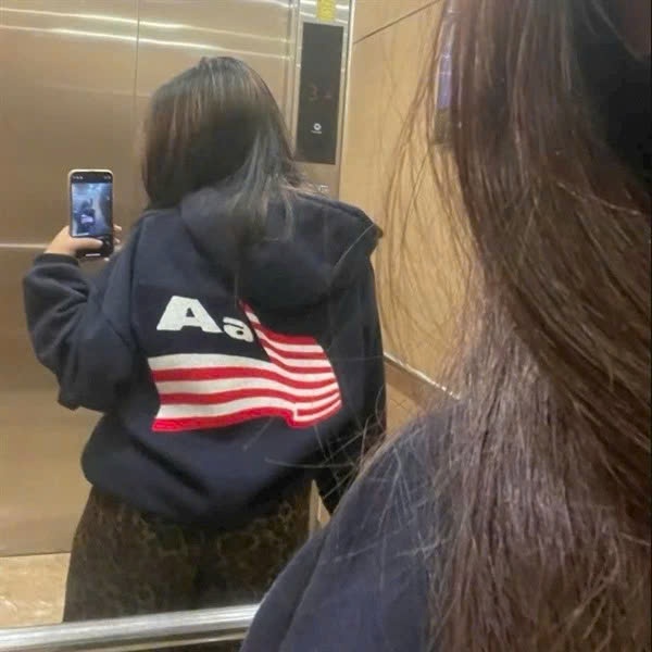 Áo Khoác Hoodie Zip Aastu Form Rộng Boxy Hình Lá Cờ Cực Xịn Hot Trend SS2025 chữ AA