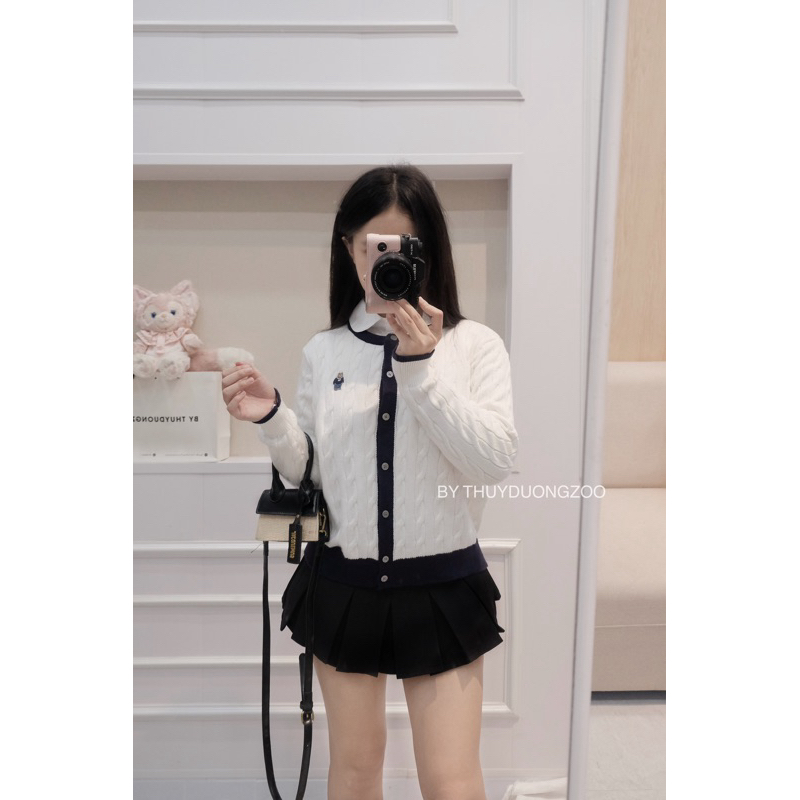 THUYDUONGZOO - ÁO LEN CARDIGAN THỪNG THÊU GẤU PHA MÀU CHẤT MỊN ( HÀNG QC )