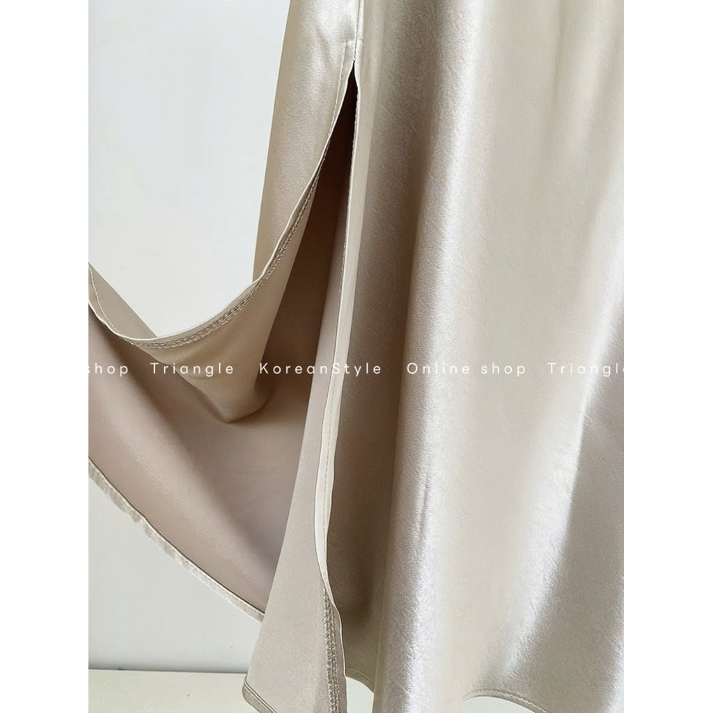 TRIANGLE - Silkli Skirt (Cân nhắc kỹ, return is not welcomed)- Chân váy lụa dài Hàn Quốc phong cách thanh lịch