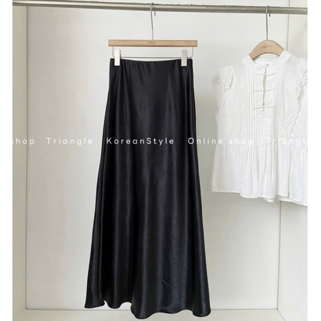 TRIANGLE - Silkli Skirt (Cân nhắc kỹ, return is not welcomed)- Chân váy lụa dài Hàn Quốc phong cách thanh lịch