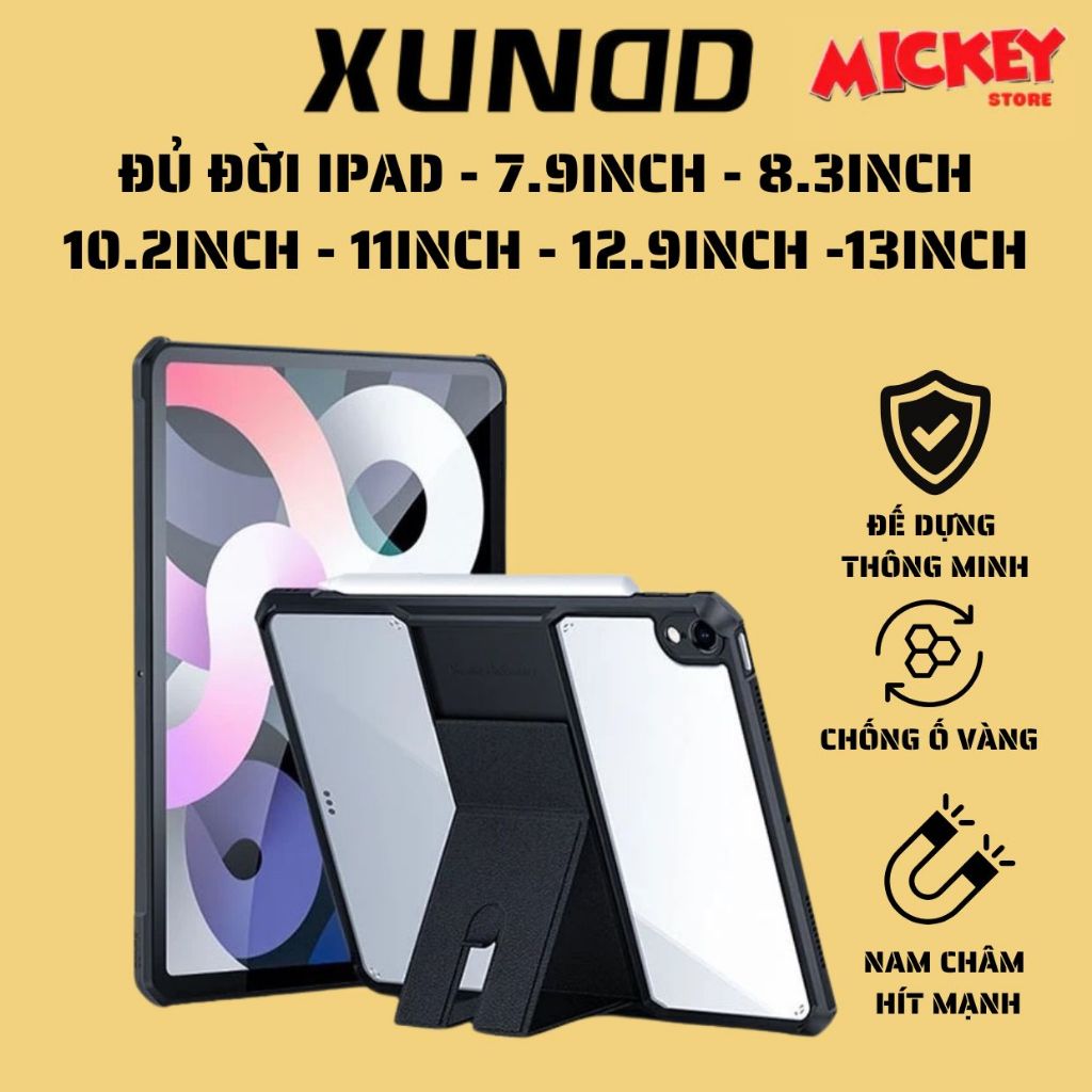 Ốp XUNDD chống sốc kèm giá đỡ IPad A16(Gen11) - Gen6,7,8,9,10 - Air4,5,6,7 - Mini4,5,6,7-12.9-13inch