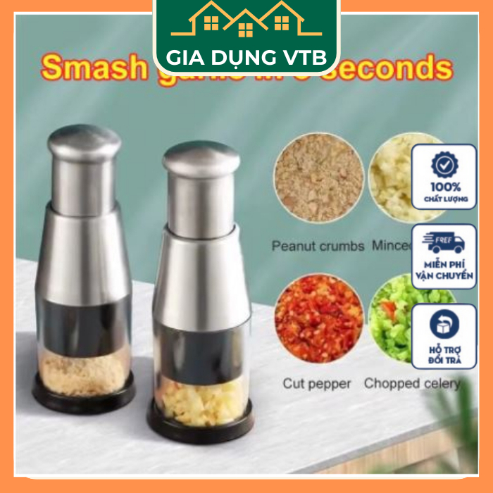 Dụng cụ nghiền tỏi băm tỏi CHOPPER VTB Shop Dụng cụ nghiền tỏi,nghiền ớt bằng tay bằng Thép Không Gỉ