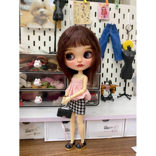 Set áo bí kèm chân váy caro size blythe,ob24,xinyi