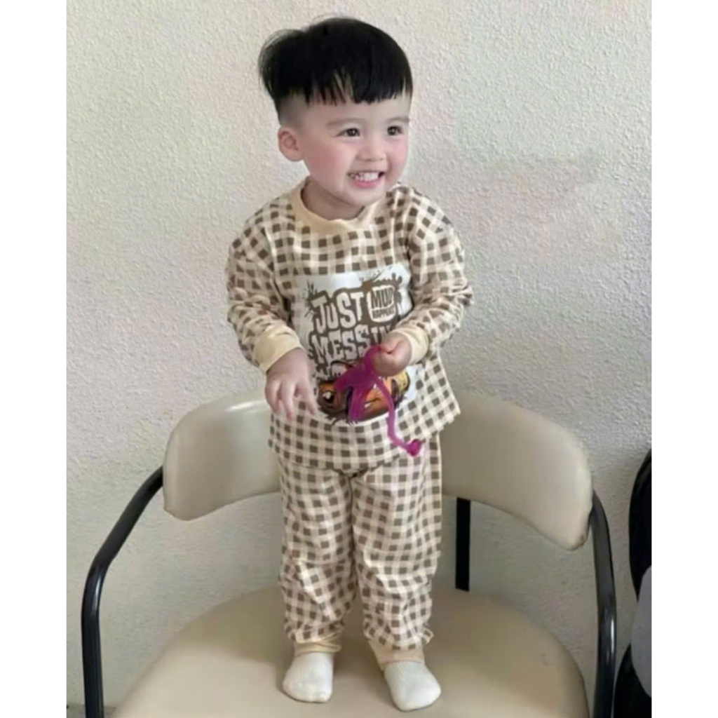 bộ quần áo thu đông bé trai in hình đồ họa ô tô đẽ thương size 9-35kg (ms26)