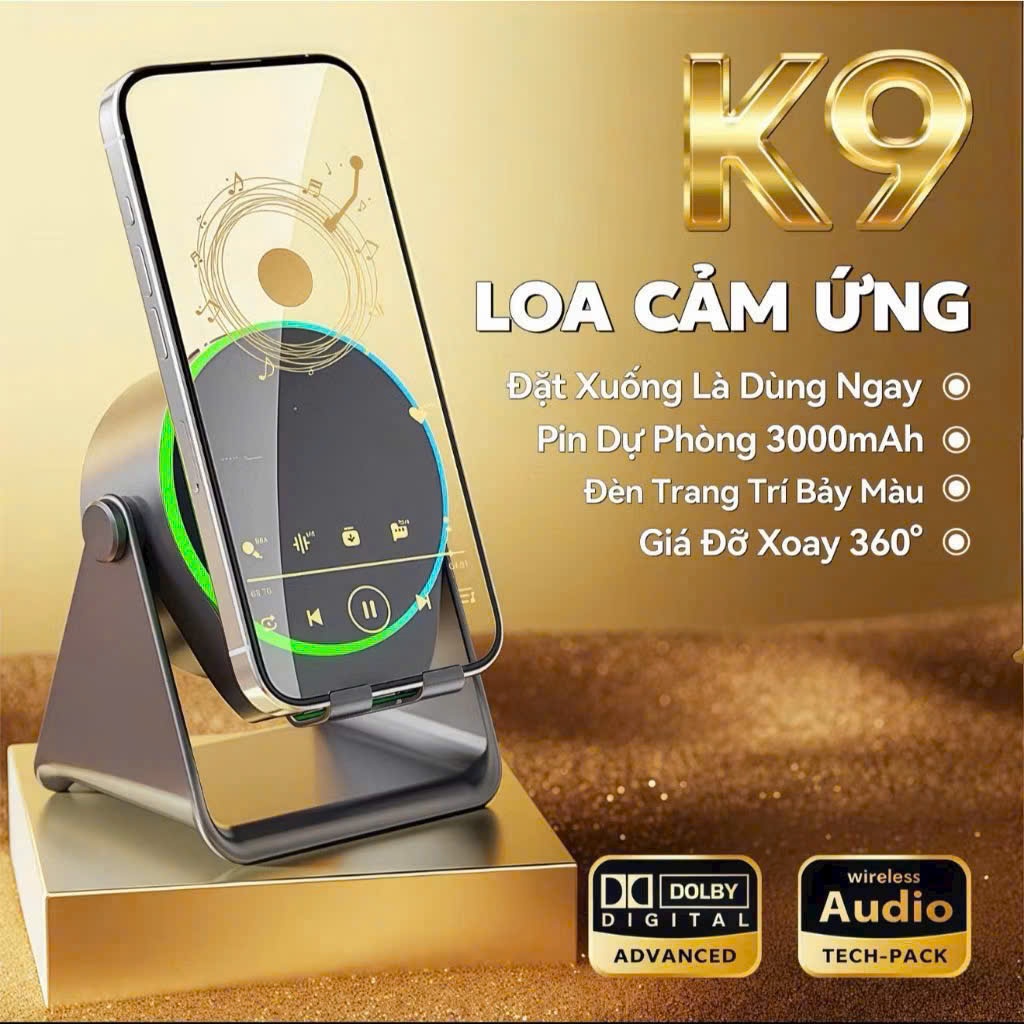 -LOA CẢM ỨNG K9 3 TRONG 1 – CHÂN ĐẾ ĐA NĂNG + LOA BLUETOOTH + PIN DỰ PHÒNG 🔥