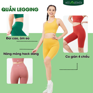 Quần Legging Đùi Ngố Tập Gym Yoga Nữ ICADO AT10 Quần Đùi Thể Thao Co Giãn 4 Chiều,thegioidotap