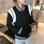 Áo Bomber nỉ sọc vai nam nữ phối cúc bấm mặc cặp nhóm size 35-70kg K1