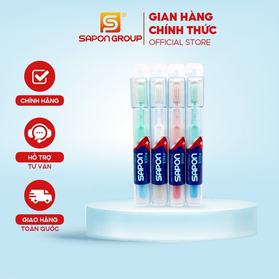 Combo 4 Bàn chải đánh răng SAPON đầu chải mềm, lông mảnh bảo vệ nướu dành cho người lớn (BC01-111)
