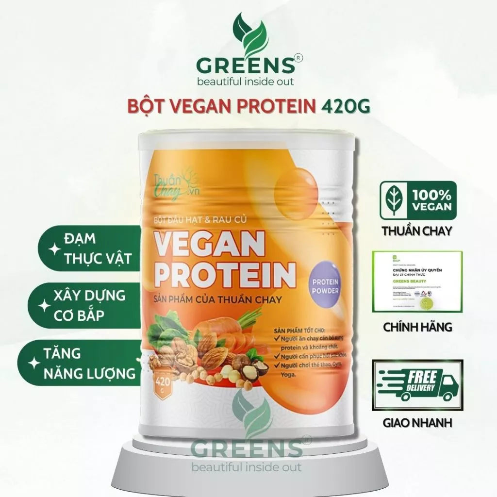 Bột Vegan Protein Thuần Chay Tâm An - Ngũ Cốc Bổ Sung Đạm Thực Vật, Hỗ Trợ Sức Khỏe - Greens Beauty
