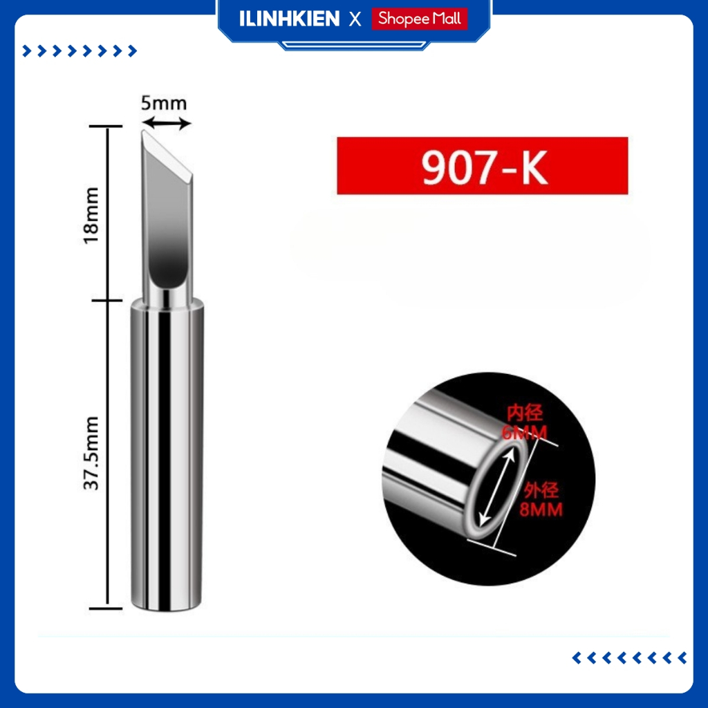 Đầu mỏ hàn , mũi hàn 907 gia nhiệt nhanh bền bỉ dùng cho tay hàn NO907 chính hãng ILinhkien.