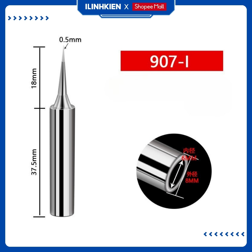 Đầu mỏ hàn , mũi hàn 907 gia nhiệt nhanh bền bỉ dùng cho tay hàn NO907 chính hãng ILinhkien.