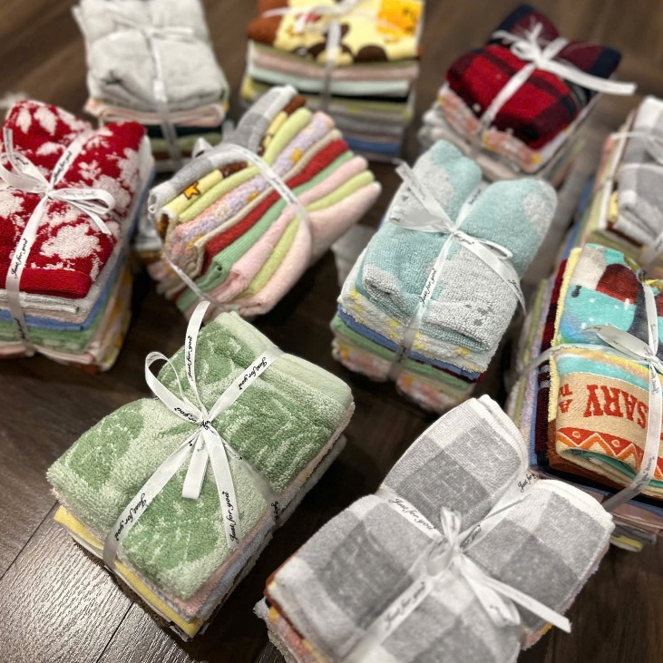 Set 10 Khăn Vuông Cotton Mềm Thấm Hút Cực Tốt Khăn Vuông Đa Năng