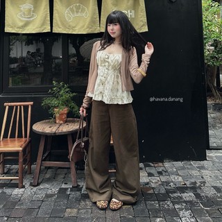 (HAVANA) Quần kaki suông ARIN ống rộng tôn dáng QJ337
