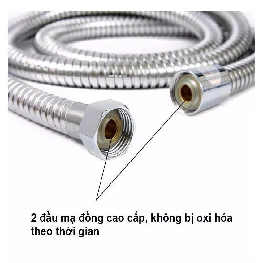 Dây vòi sen nhà tắm INOX 304 1.5M chịu nước nóng 90 độ C, loại inox 304 ốc đồng
