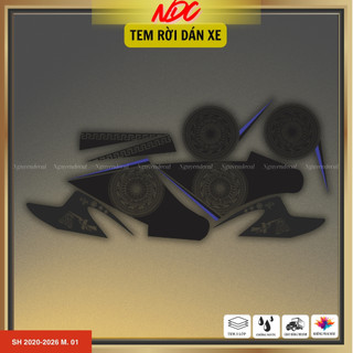 Tem rời dán xe Sh 2020-2026 mẫu thiết kế trống đồng, decal 3 lớp siêu dày bền màu M01