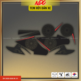 Tem rời dán xe Sh 2020-2026 mẫu thiết kế trống đồng, decal 3 lớp siêu dày bền màu M01