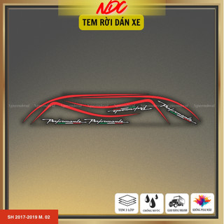 Decal tem xe Sh (đời 2017-2019) thiết kế chỉ sọc Performance, decal 3 lớp, giữ màu bền bỉ M02